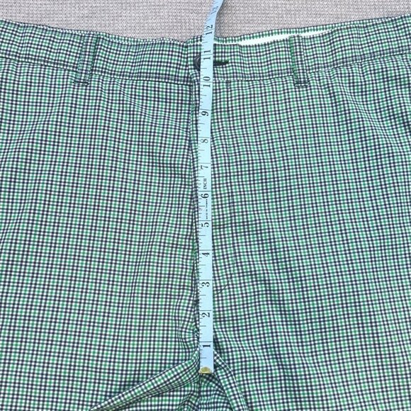 Perry Ellis Mens 36 Chino Shorts Green Blue Gingham Slash Pocket Golf Stretch - Picture 8 of 11